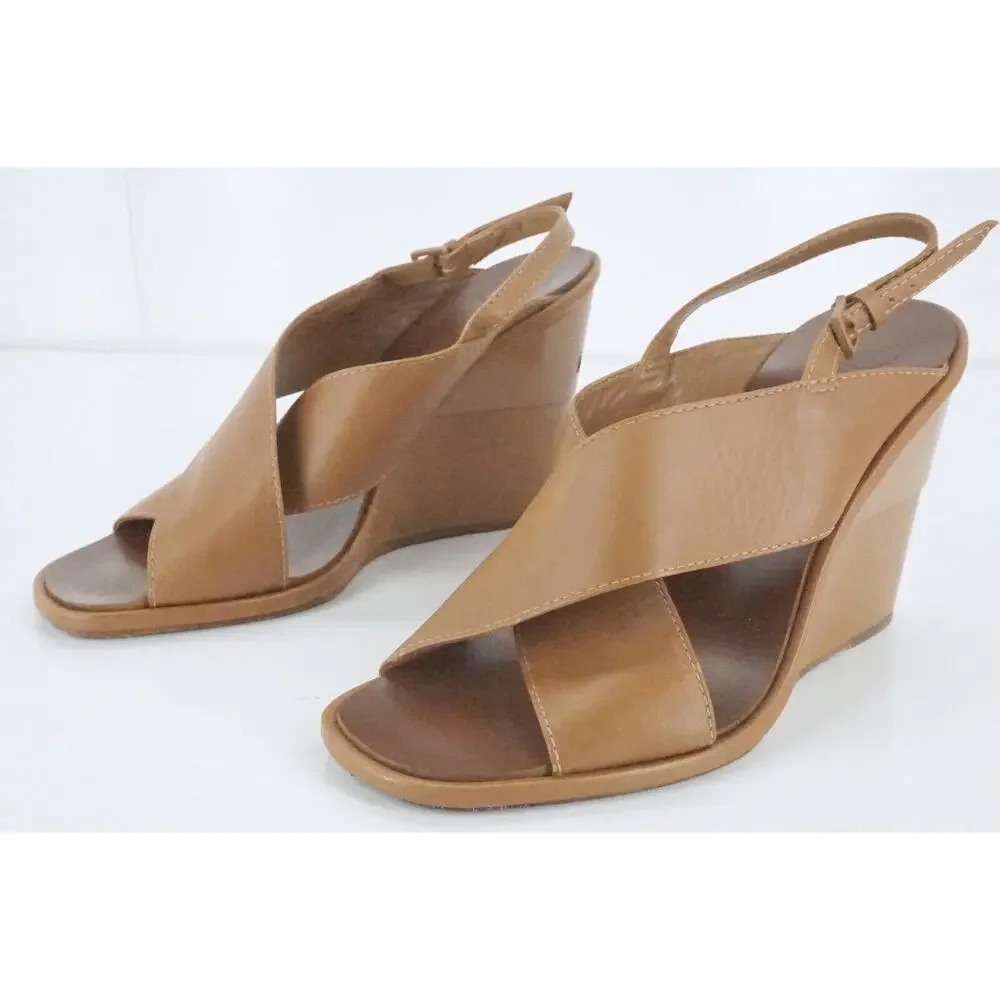 Tory Burch Gabrielle Cross Ankle Strap Slingback Wedge Sandal Size 9 New $350